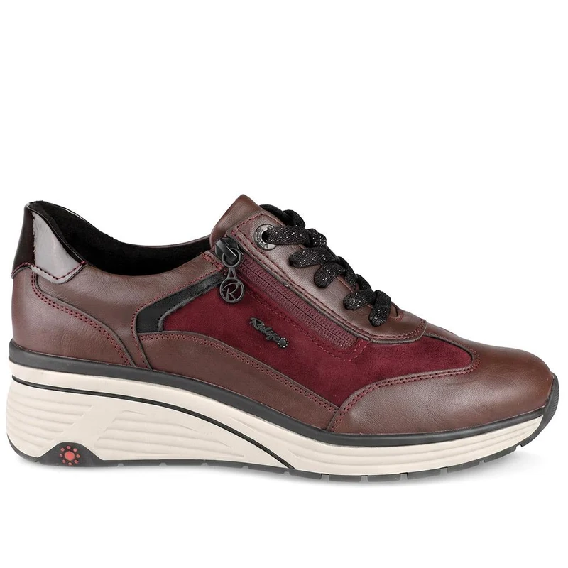 Relife Wedge Heel Zip & Lace Trainers - RELIF44028 / 329 646 - Burgundy