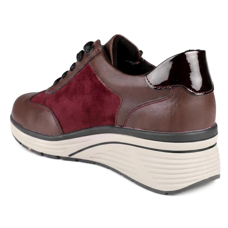 Relife Wedge Heel Zip & Lace Trainers - RELIF44028 / 329 646 - Burgundy
