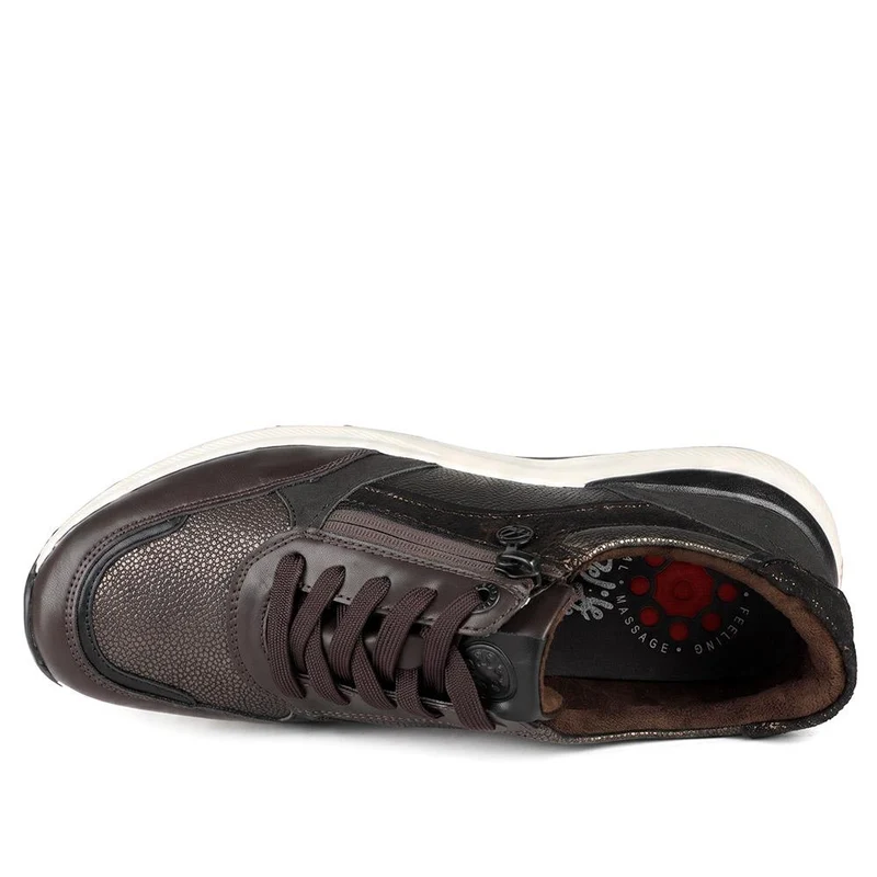 Relife Flexible Zip & Lace Trainers - RELIF44026 / 329 645 - Brown
