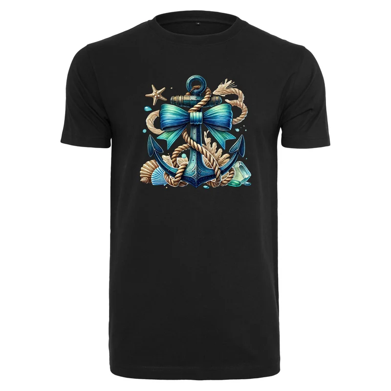 Anker Türkis T-Shirt – Damen Shirt mit maritimem Anker-Print