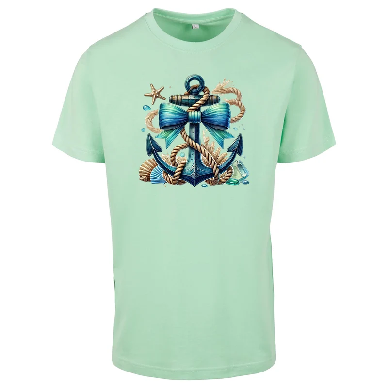 Anker Türkis T-Shirt – Damen Shirt mit maritimem Anker-Print