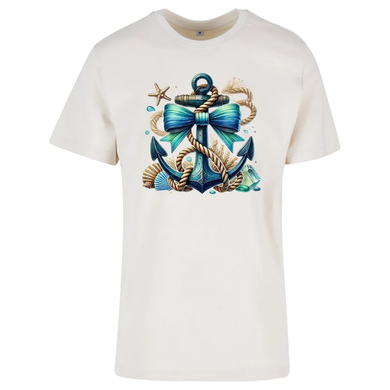 Anker Türkis T-Shirt – Damen Shirt mit maritimem Anker-Print
