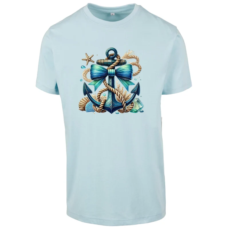 Anker Türkis T-Shirt – Damen Shirt mit maritimem Anker-Print