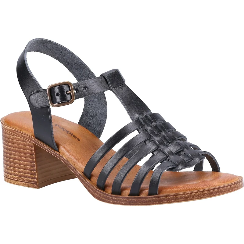 Hush Puppies Damen Greta Ledersandale - Schwarz