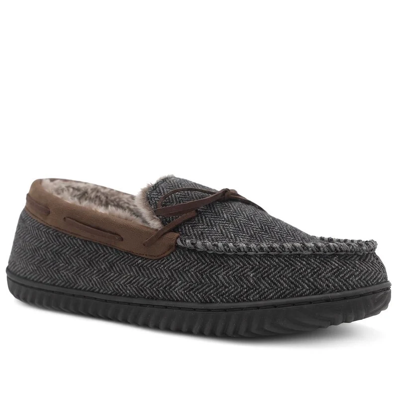 Fur-Lined Slippers - GALOP40027 / 326 308 - Grey Multi