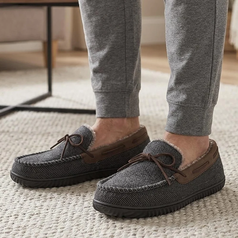 Fur-Lined Slippers - GALOP40027 / 326 308 - Grey Multi