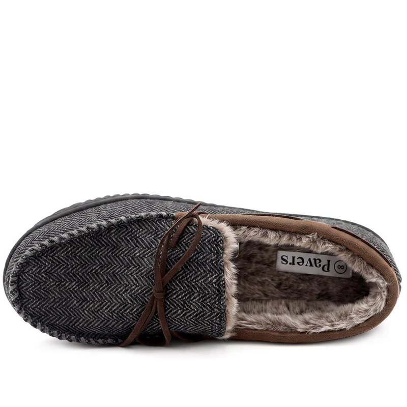 Fur-Lined Slippers - GALOP40027 / 326 308 - Grey Multi