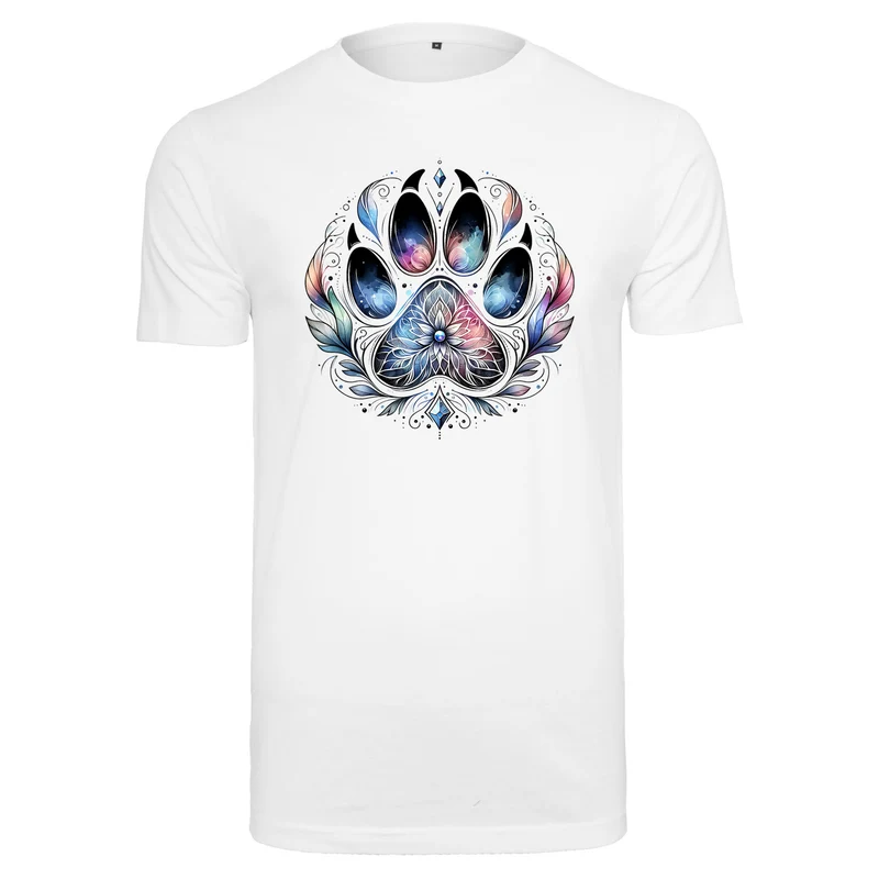 Pfote Federn T-Shirt – Damen Shirt mit spirituellem Pfoten-Print