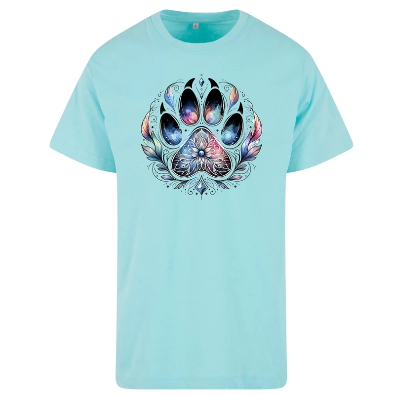 Pfote Federn T-Shirt – Damen Shirt mit spirituellem Pfoten-Print