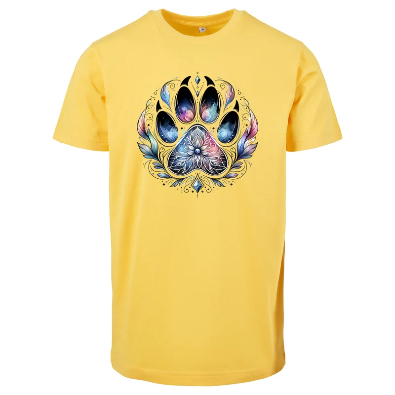 Pfote Federn T-Shirt – Damen Shirt mit spirituellem Pfoten-Print
