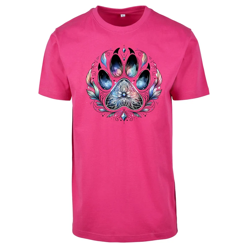 Pfote Federn T-Shirt – Damen Shirt mit spirituellem Pfoten-Print