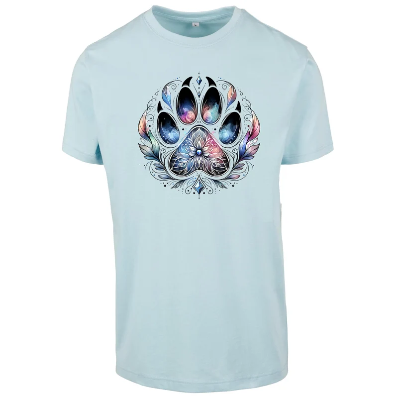 Pfote Federn T-Shirt – Damen Shirt mit spirituellem Pfoten-Print