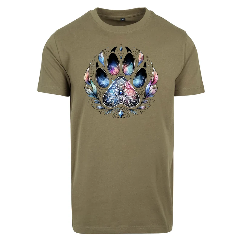 Pfote Federn T-Shirt – Damen Shirt mit spirituellem Pfoten-Print