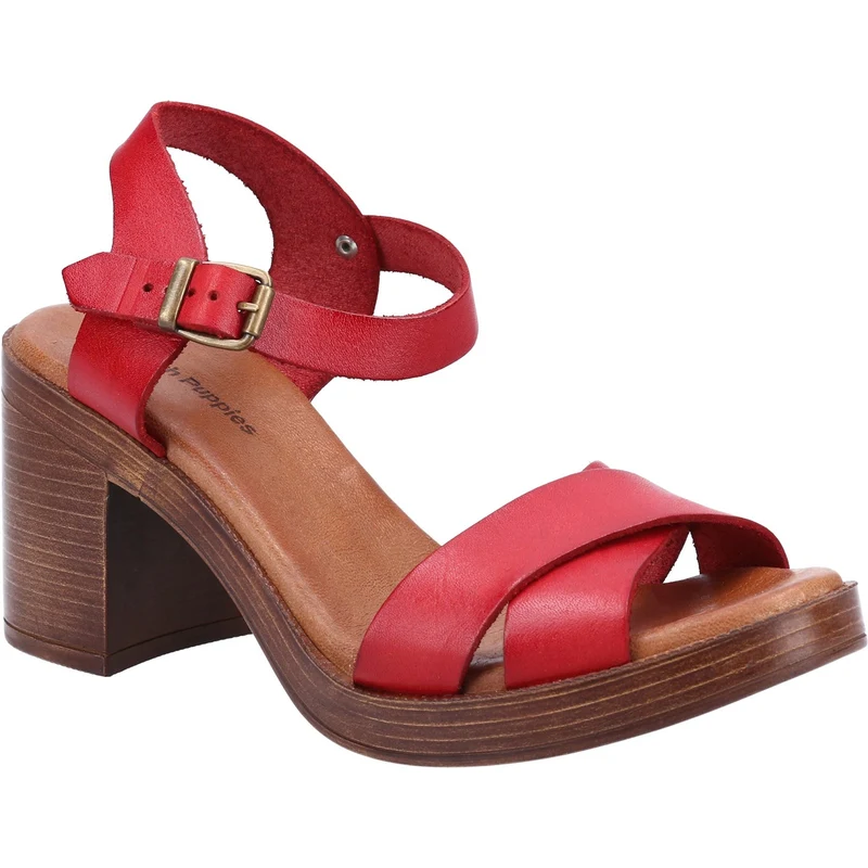 Hush Puppies Damen-Sandale „Georgia“ aus Leder – Rot