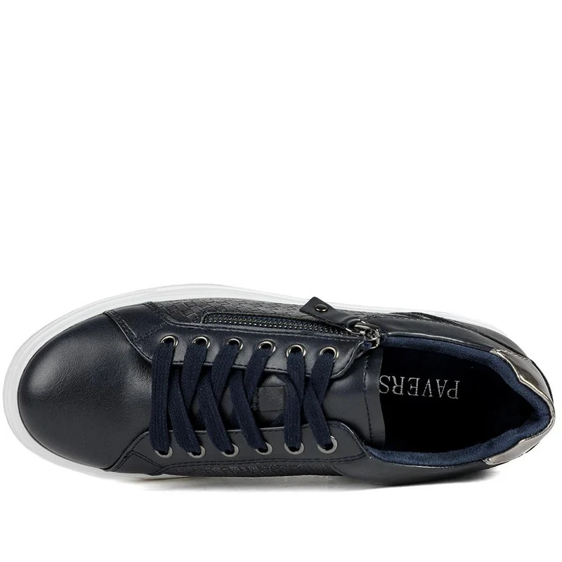 Wide Fit Chunky Lace-Up Trainers - WBINS41001 / 326 810 - Navy