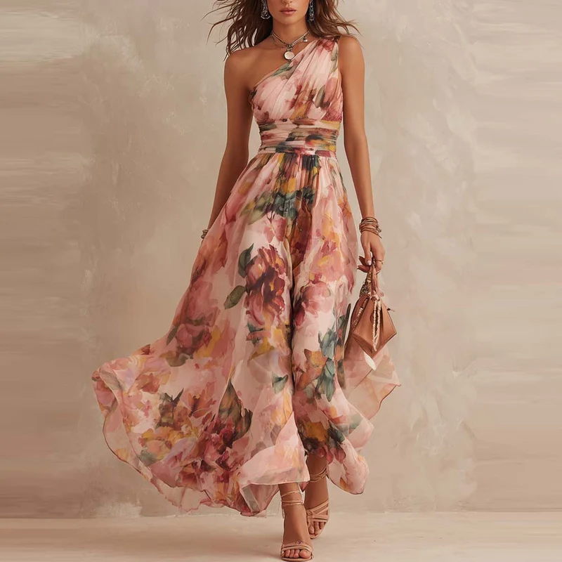 Lesena – Elegantes Maxikleid Mit Blumenmuster