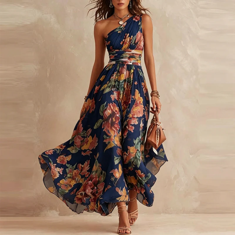 Lesena – Elegantes Maxikleid Mit Blumenmuster