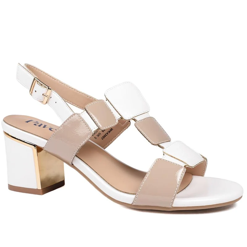 Block Heel Square Design Sandals - WK43007 / 329 114