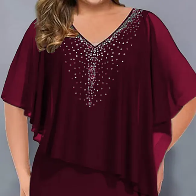 Amelie – Chiffon-kleid MIT V-ausschnitt Und Strassverzierung
