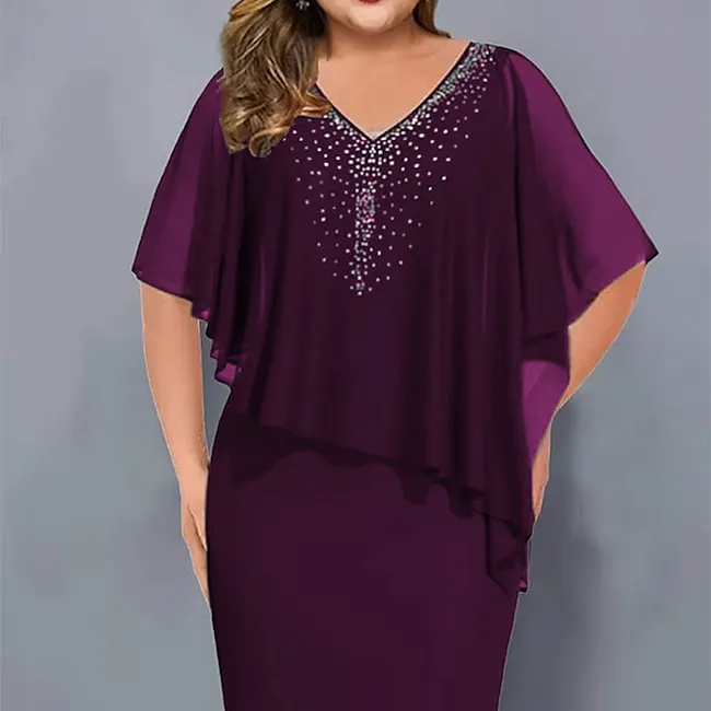 Amelie – Chiffon-kleid MIT V-ausschnitt Und Strassverzierung