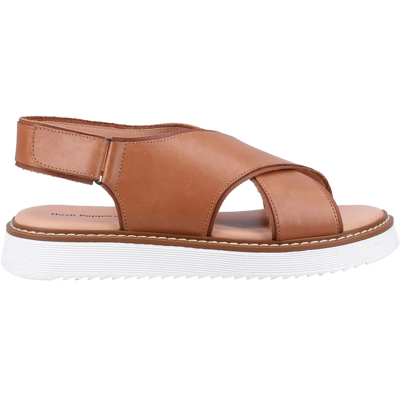 Hush Puppies Damen-Sandalen „Clarissa“ aus überkreuztem Leder – Hellbraun