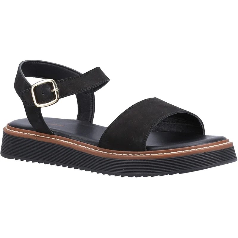 Hush Puppies Damen-Sandale „Cassie“ aus Leder – Schwarz