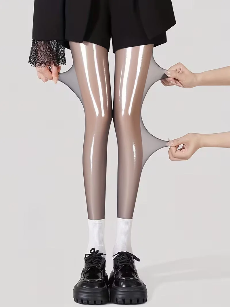 Bekah – Hochglänzende Stretch Strumpfhose Mit Fußteil