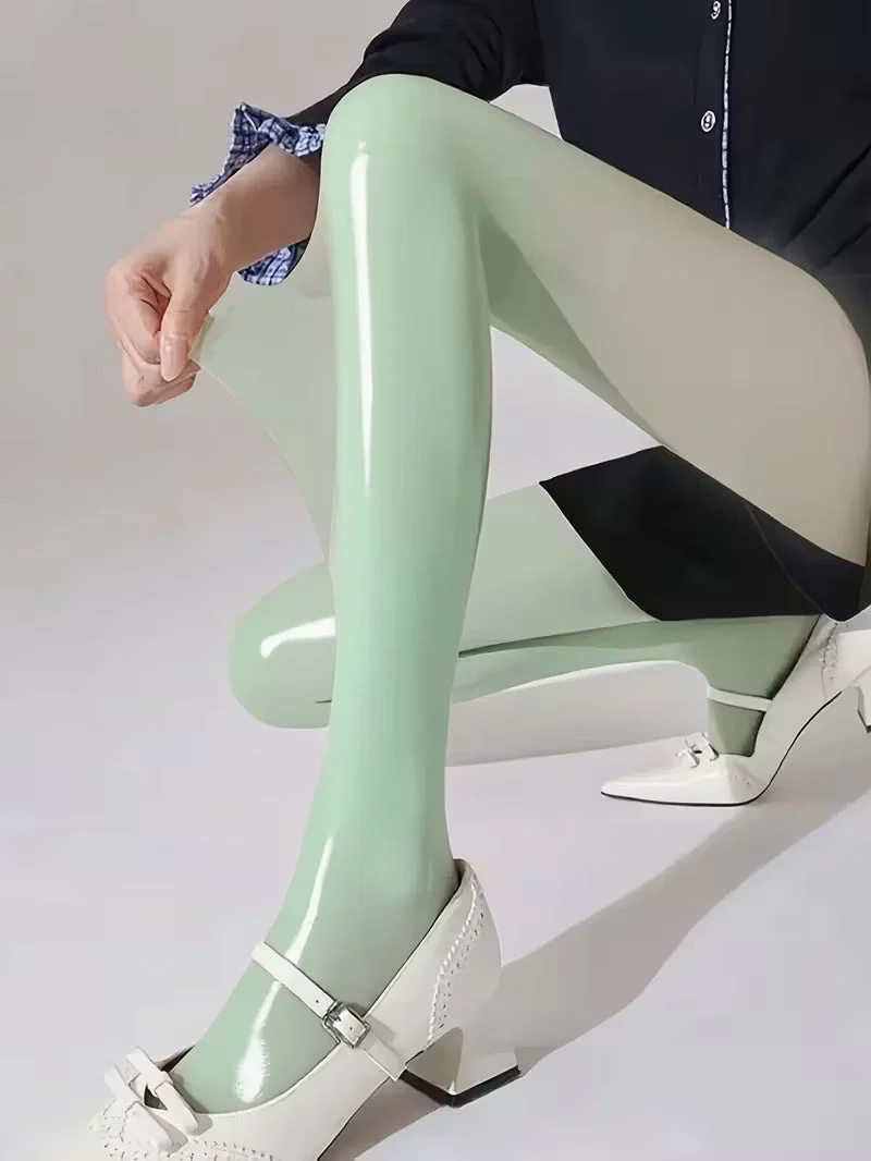 Bekah – Hochglänzende Stretch Strumpfhose Mit Fußteil