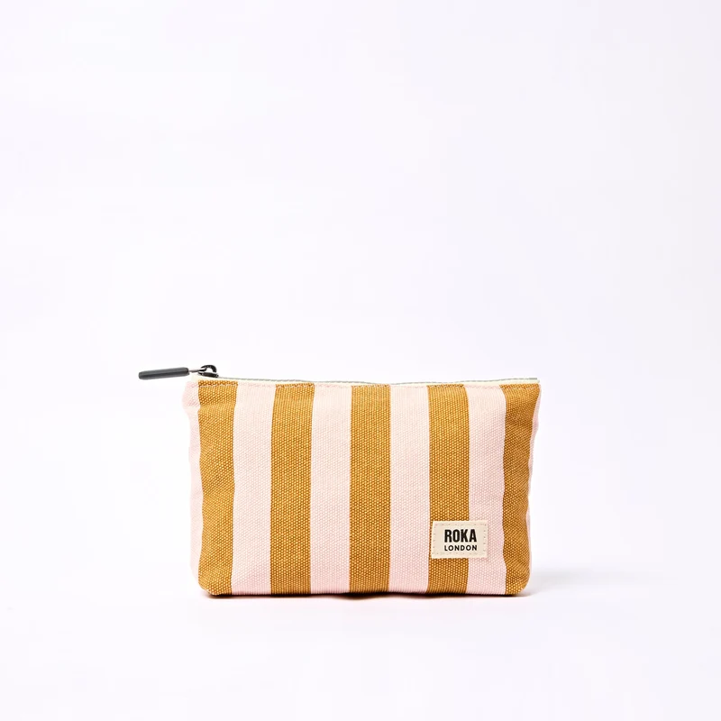 ROKA Maida Vale Kleine Baumwolltasche | Roségoldener Streifen