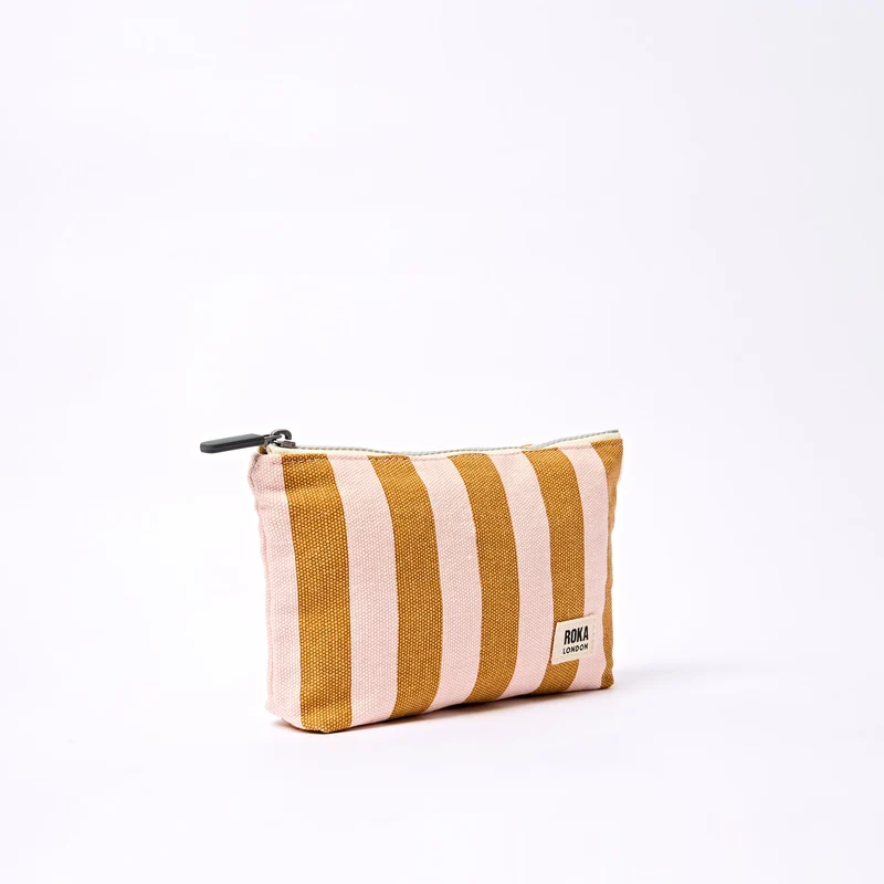 ROKA Maida Vale Kleine Baumwolltasche | Roségoldener Streifen