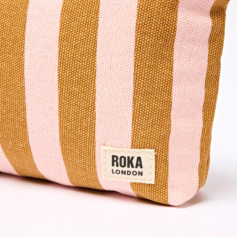 ROKA Maida Vale Kleine Baumwolltasche | Roségoldener Streifen