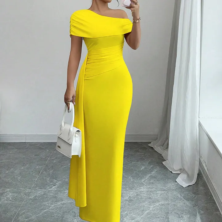 Lisete - Elegantes Ein-Schulter-Ausschnitt Maxikleid