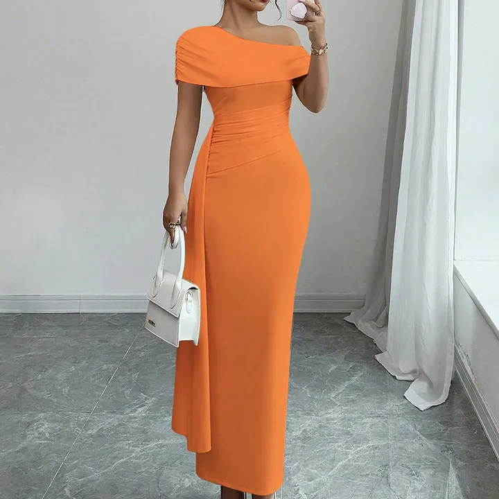 Lisete - Elegantes Ein-Schulter-Ausschnitt Maxikleid
