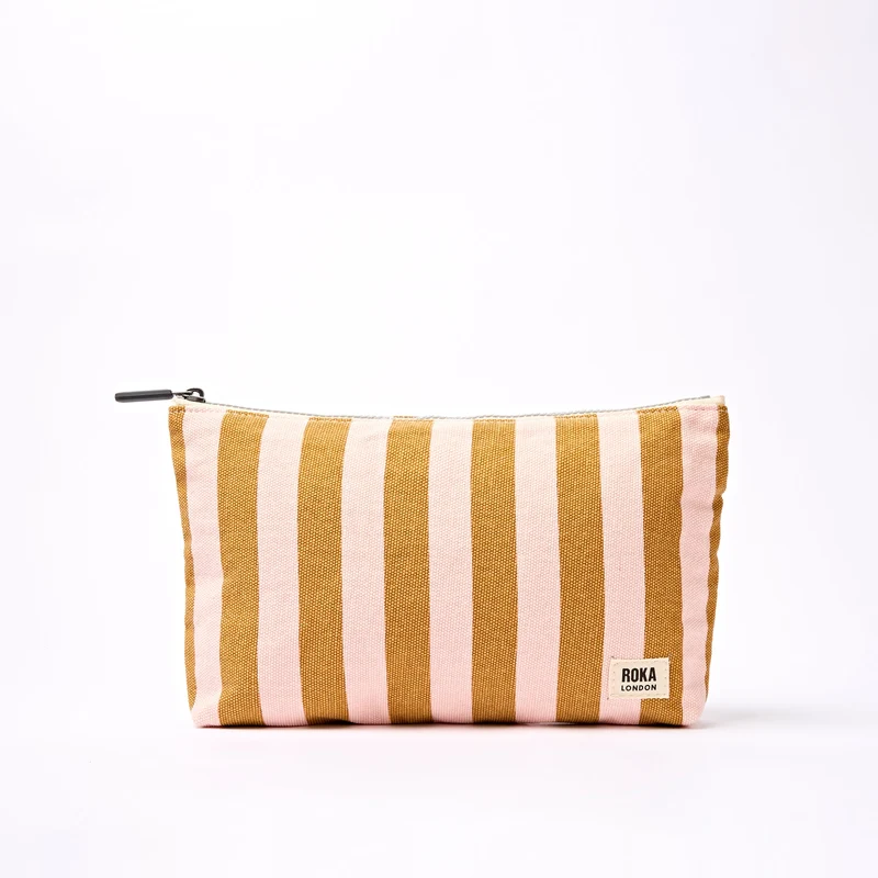 ROKA Maida Vale Baumwoll-Canvas-Beutel, mittelgroß | Roségoldener Streifen