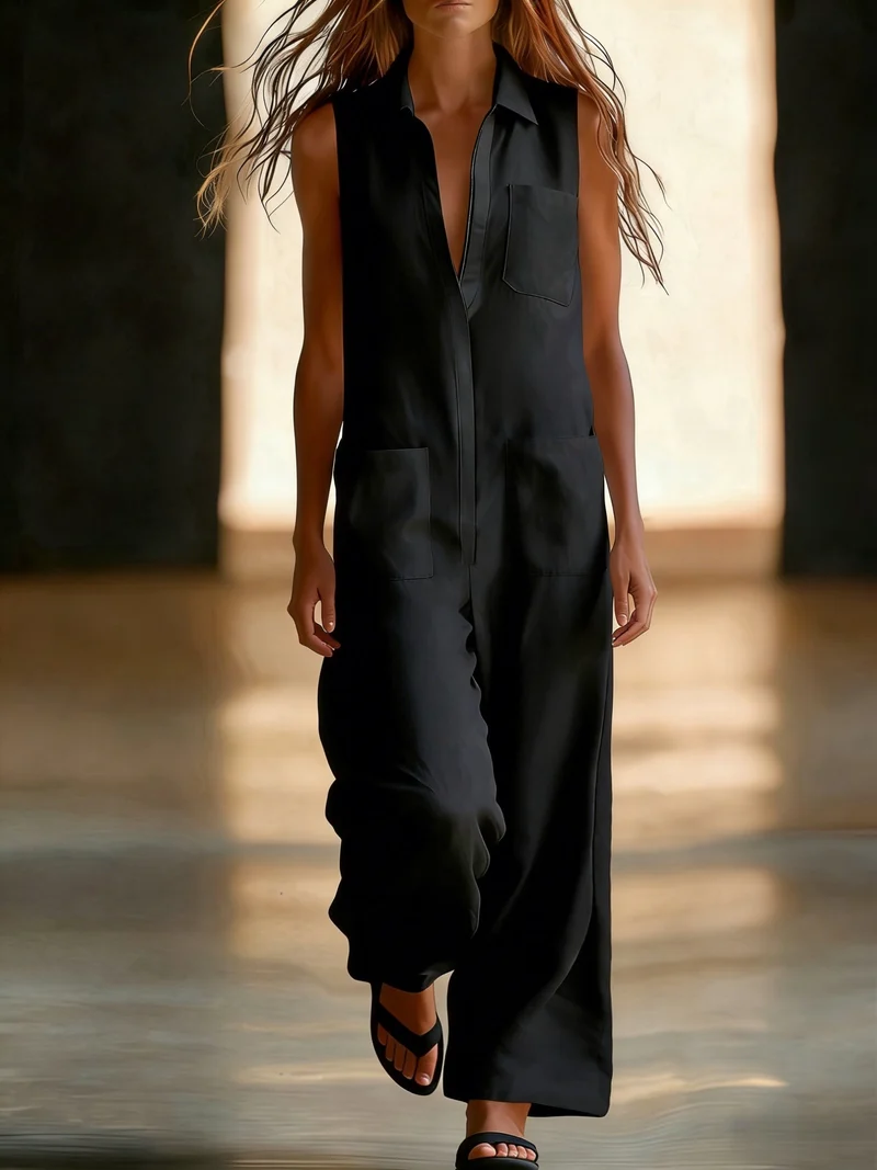 Kristiana - Lässiger Overall Mit Weitem Bein Und Tasche