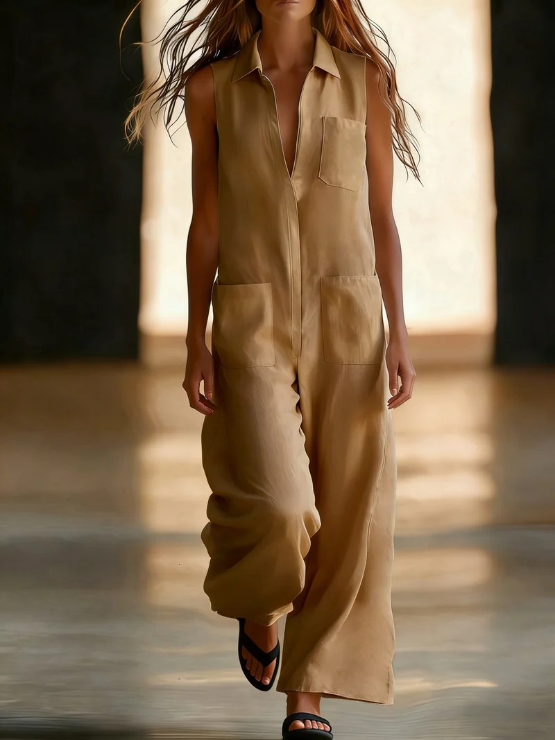 Kristiana - Lässiger Overall Mit Weitem Bein Und Tasche