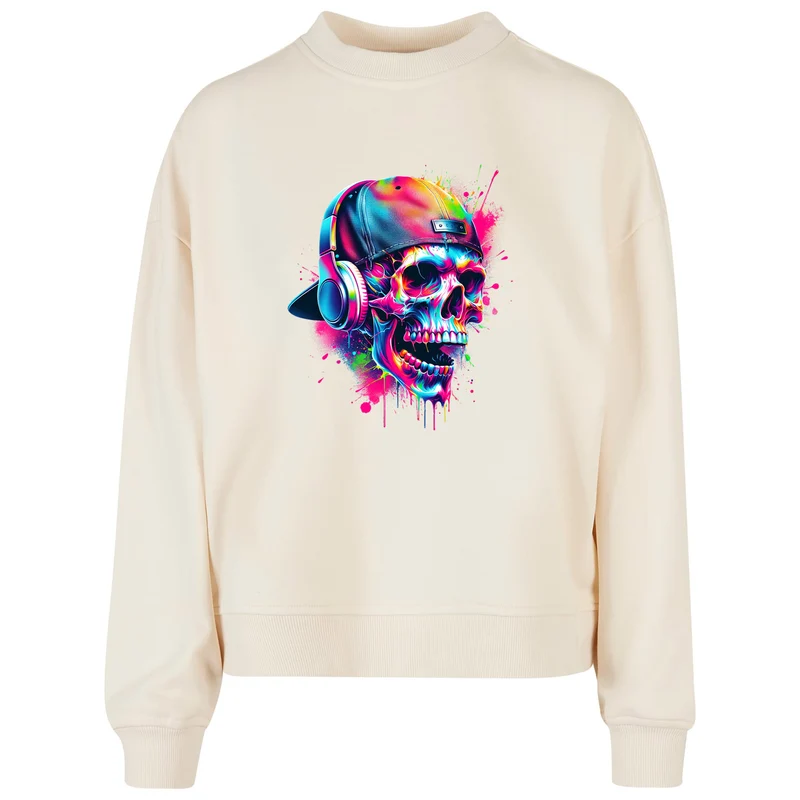 Ladies Oversized Sweatshirt -Skull