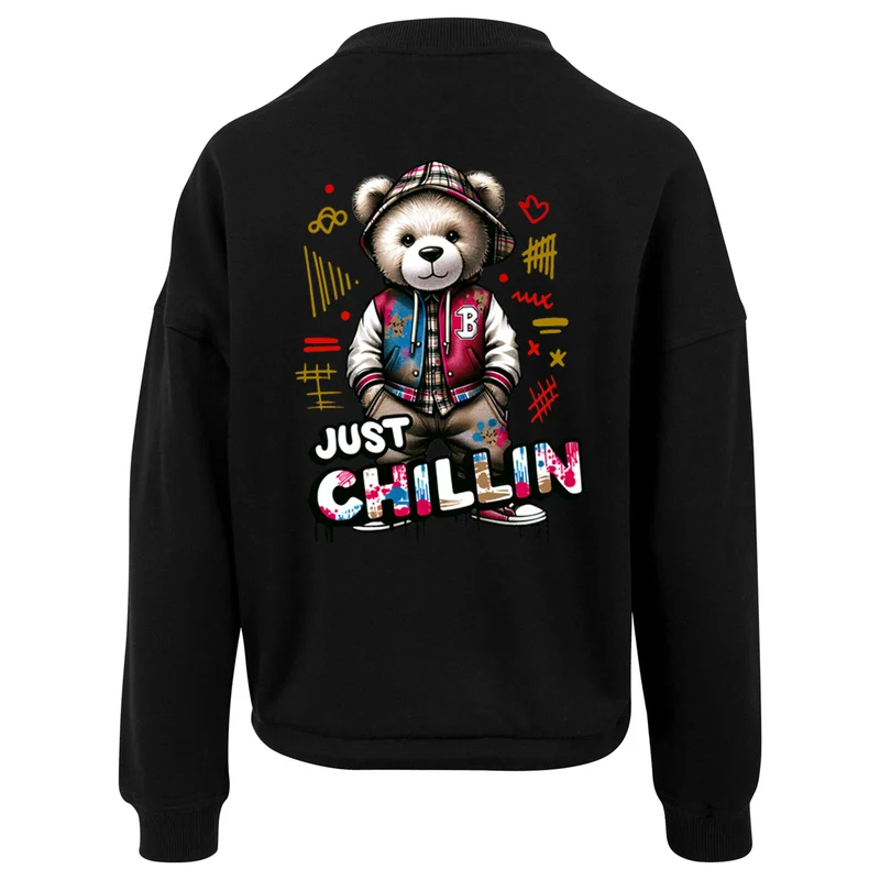 Ladies Oversized Sweatshirt -Bear Just Chillin