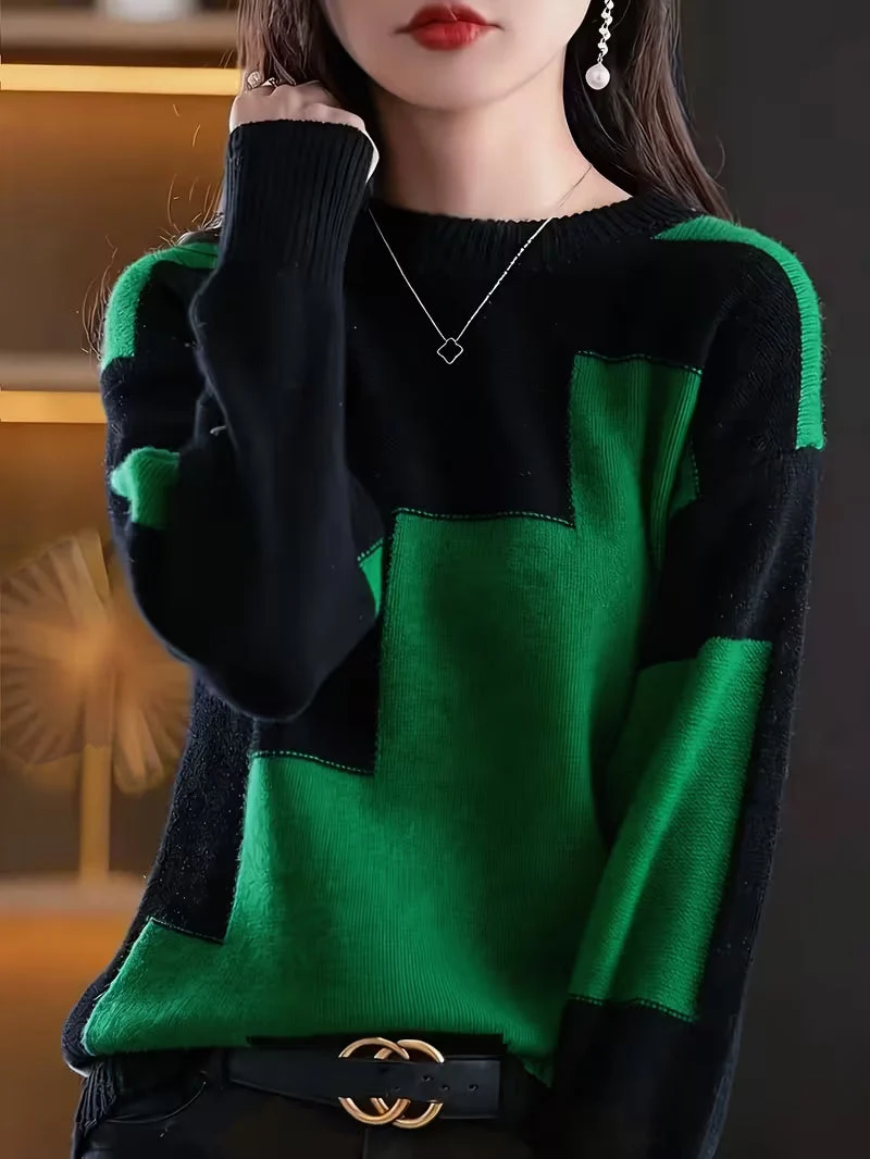 Marvelle – Langarm Pullover Mit Rundhalsausschnitt Und Farbblöcken