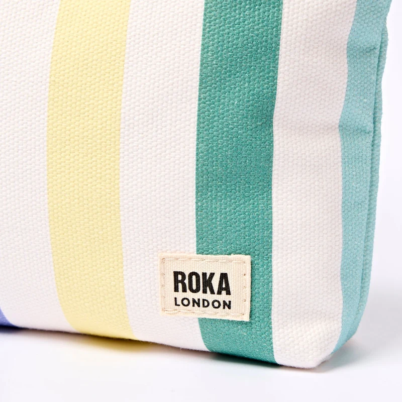 ROKA Maida Vale Baumwoll-Canvas-Beutel, mittelgroß | Pastellfarben mit Streifen
