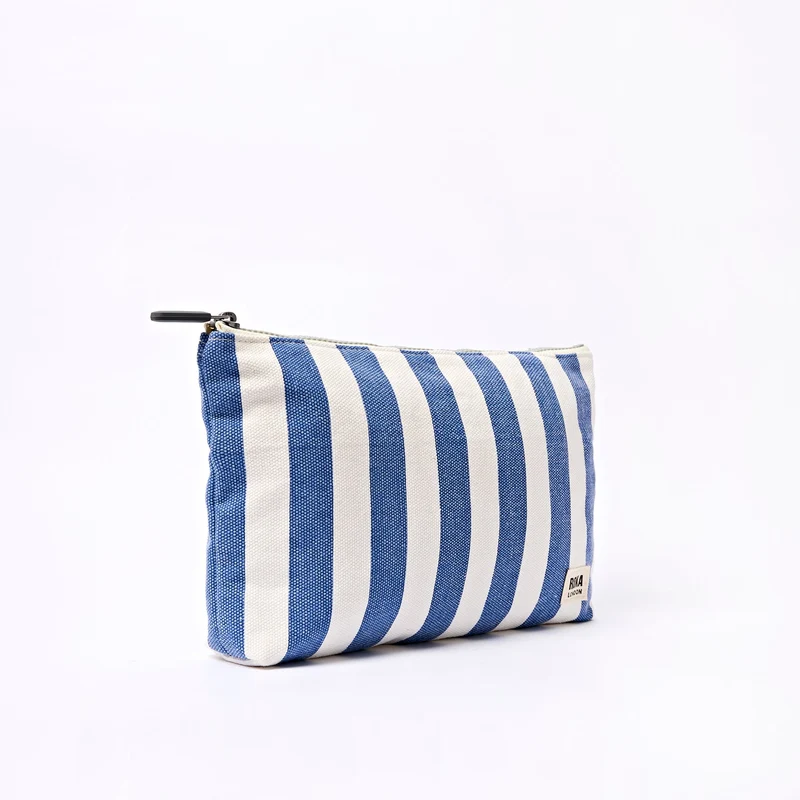 ROKA Maida Vale Baumwoll-Canvas-Beutel, mittelgroß | Denim-Streifen