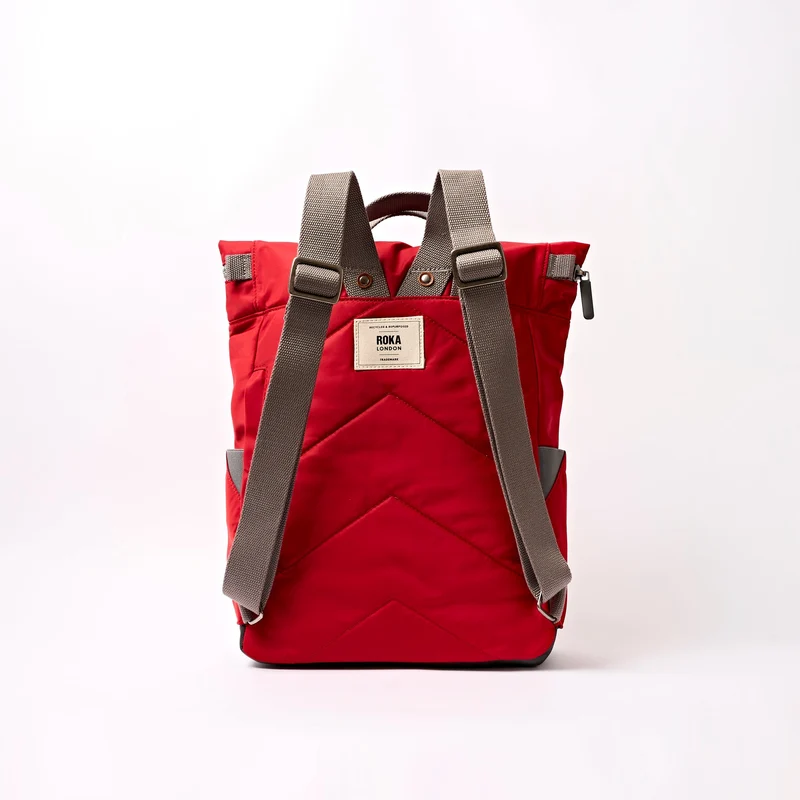 ROKA Camden J Cranberry Stripe Medium Rucksack aus recyceltem Nylon