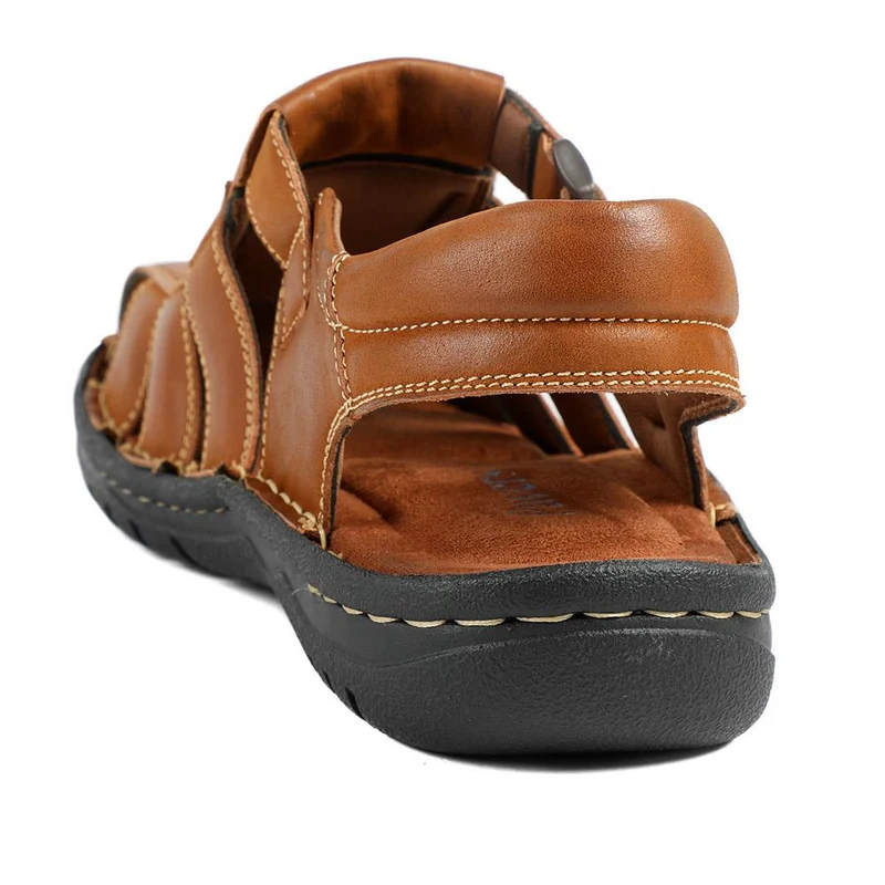 Premium Leather Touch Fastening Sandals - AATRA43010 / 328 938 - Tan
