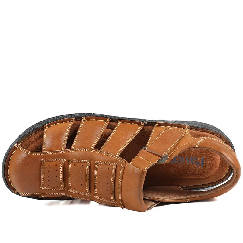 Premium Leather Touch Fastening Sandals - AATRA43010 / 328 938 - Tan