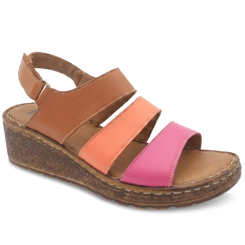 Cushioned Leather Wedge Heel Sandals - BOAY43000 / 329 206