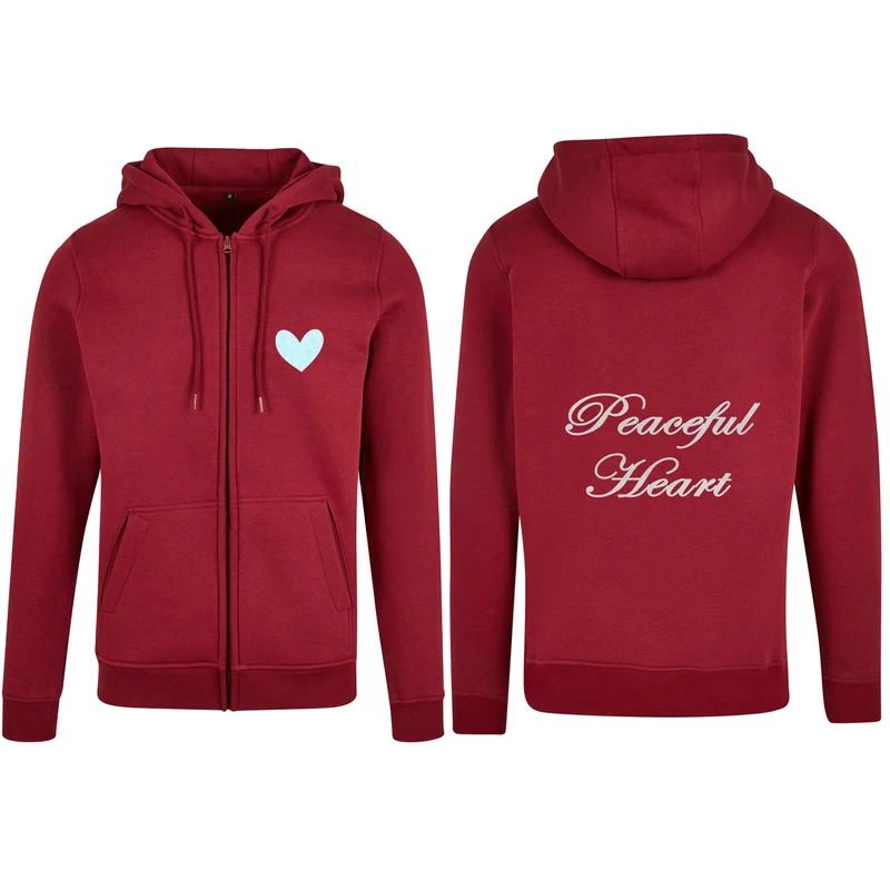 ZIP Hoodie - Peaceful Heart - Druck Weiss/Hellblau Glitter