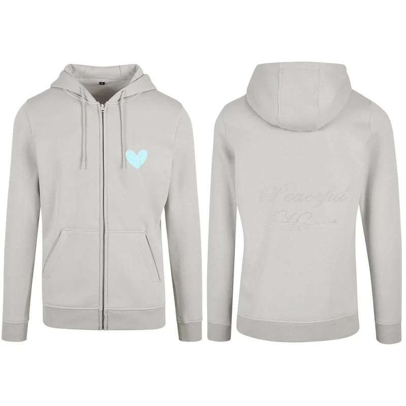 ZIP Hoodie - Peaceful Heart - Druck Weiss/Hellblau Glitter