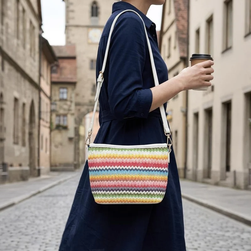 Woven Shoulder Bag - RIM39007 / 325 240 - Pink Multi