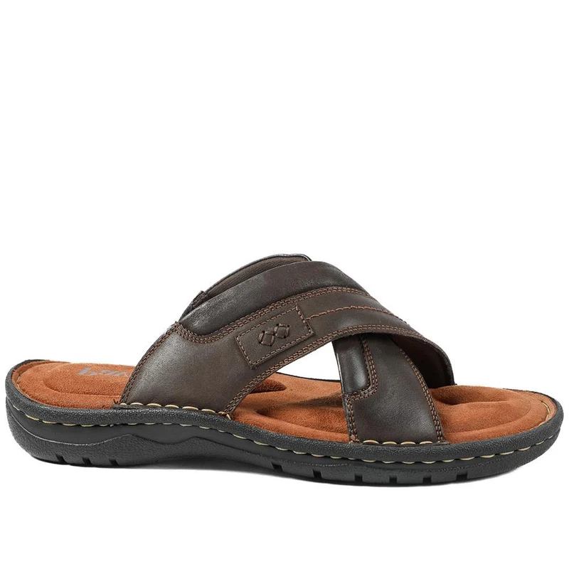 Leather Mule Sandals - AATRA43003 / 328 936 - Dark Brown