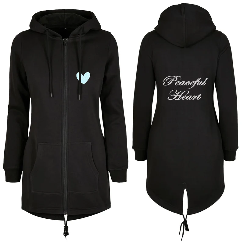 ZIP Parka Schwarz - Peaceful Heart - Glitter Weiss/Hellblau